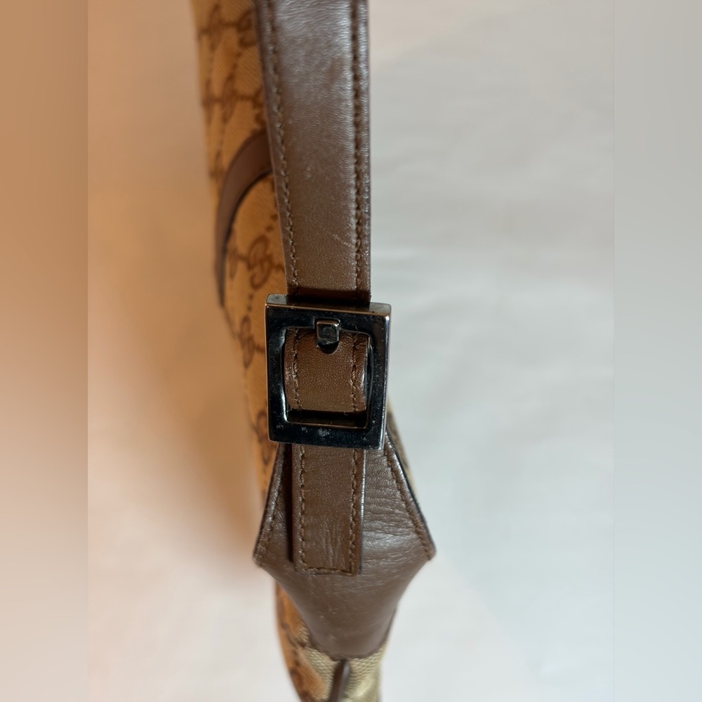 Vintage Gucci, Jackie O Bag GG Supreme Canvas & Brown Leather Bag UNISEX - Picture 12 of 13
